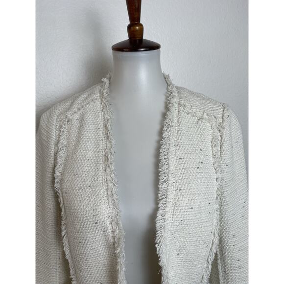 Rebecca Taylor Blazer Jacket Single Breast Open Front Fringe Tweed - Picture 2 of 14